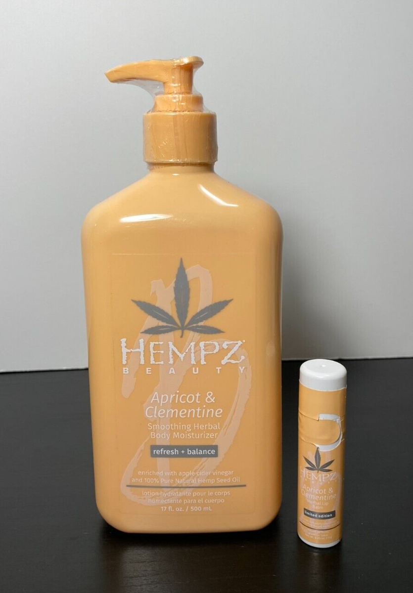 Hempz Apricot & Clementine 17 oz Body Moisturizer & Lip Balm New