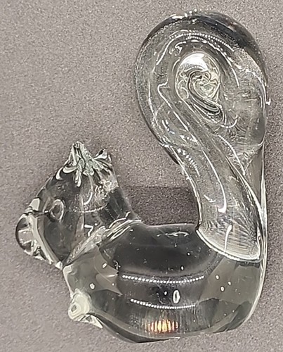 Vintage Clear Art Glass Squirrel Paperweight Hand Blown Polished Animal Figure - Picture 3 of 13