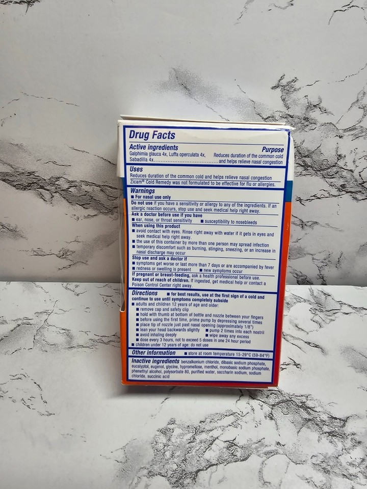 Zicam Cold Remedy No Drip Nasal Spray Zinc Free 0.50 fl oz Sealed Exp 8