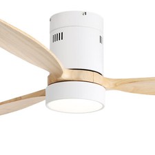 52IN Solid Wood Ceiling Fan with LED Light Remote Timer Reversible/Quiet Bedroom