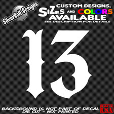 Lucky Number 13 Custom Vinyl sticker Laptop Car Truck Window Bumper Charm Evil
