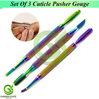 Professional Titanium Coated Cuticle Spoon Pusher Gouge Skin Trim Knife ...
