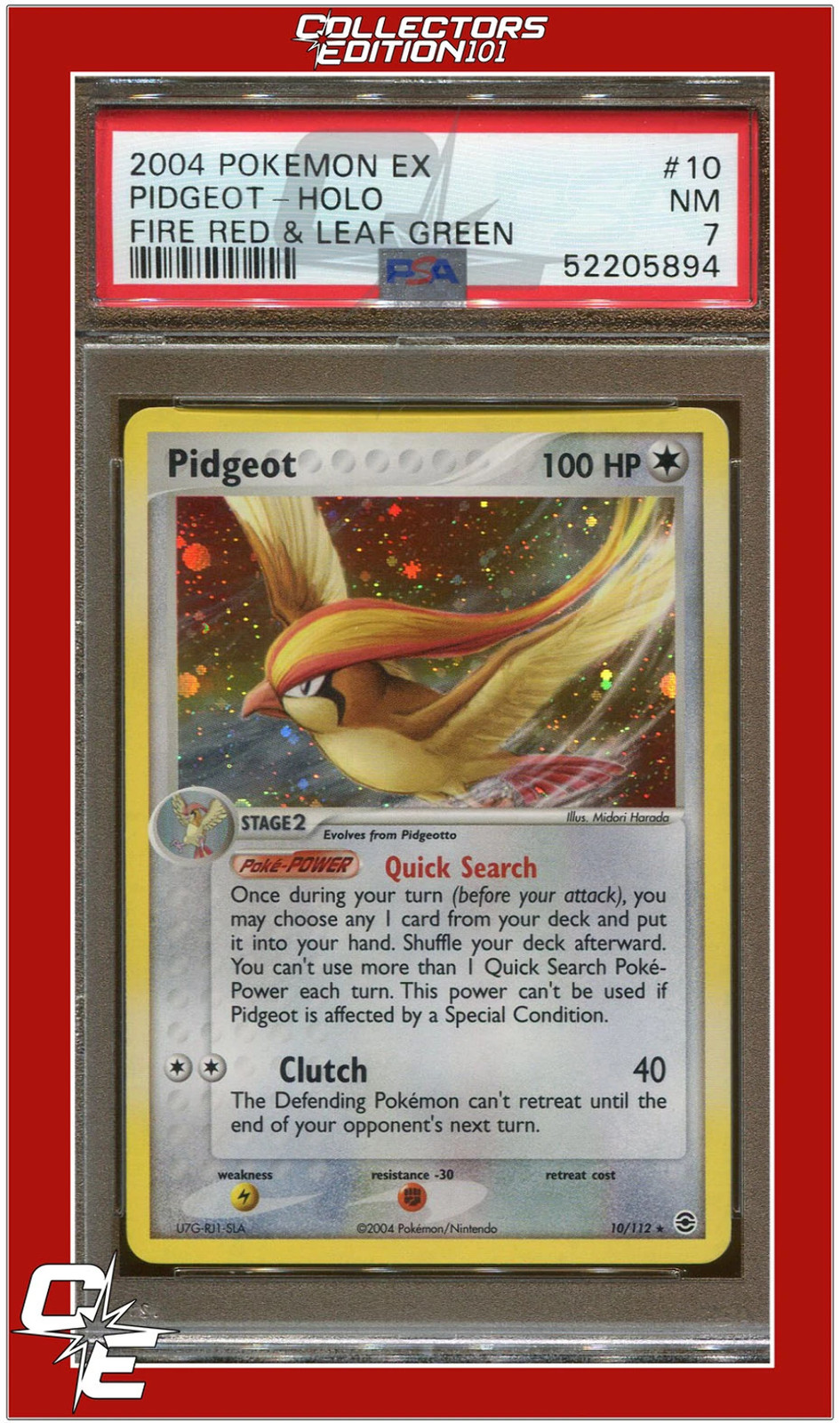 EX FireRed LeafGreen 10 Pidgeot Holo PSA 7