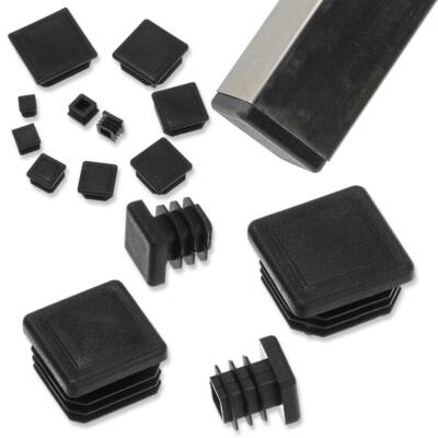 10pcs Black Plastic Square Tube End Cap Plug   15x15mm to 60x60mm