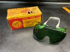 Vtg Safety Goggles Green E Z Fit Eye Shield w/ Box Farm Sports Industry Use