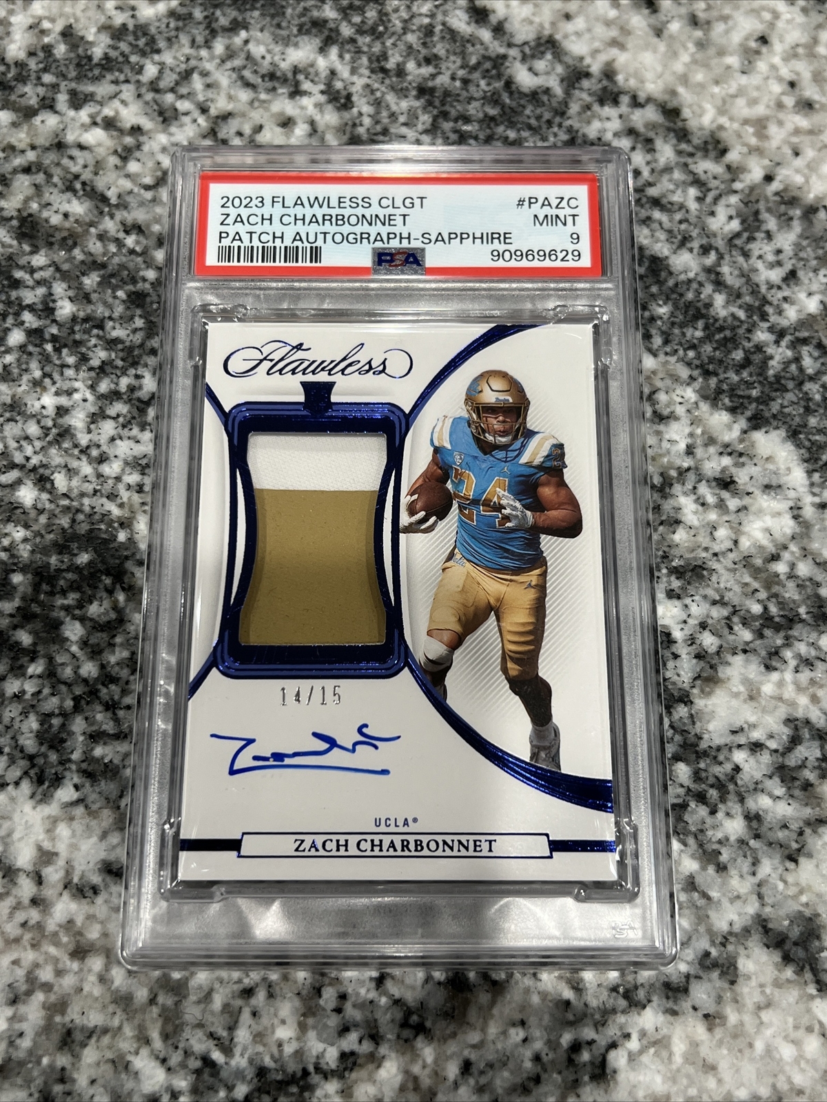 Zach Charbonnet Panini Flawless Collegiate Patch Autographs #PAZC Sapphire