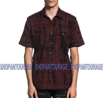 Affliction Endeavor 110WV773 New Short Sleeve Button-Down Woven Shirt For Men