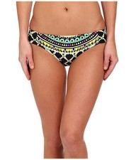 TRINA TURK KON TIKI SHIRRED SIDE BIKINI SWIM BOTTOM BLACK MULTI SIZE 4 NEW  72