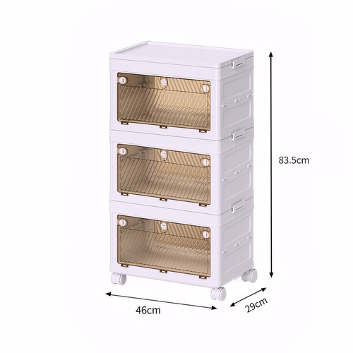 Stackable Foldable Storage Organizer Folding Closet Bins with Lid and Wheels US - Picture 46 of 80
