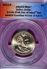 2012 - P ANACS MSCHESTER ARTHUR PRESIDENTIAL DOLLAR! #B45707 — photo 1