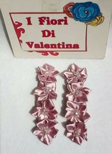 Set of 2 hair clips, satin flowers, rhinestones, pink, wedding, bride, communion