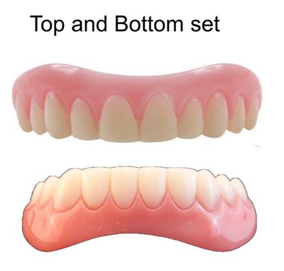 MEDIUM  INSTANT SMILE + BOTTOM TEETH secure false fake upper veneer costume