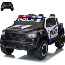 12V Licensed RAM Police Kids Ride on Car RC 3 Speeds Suspension LED Parent Lock