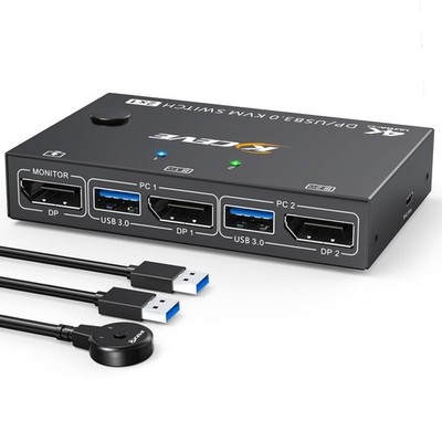 ESKEVE USB 3.0 KVM Switch DisplayPort 2 Ports 8K 30Hz 4K 144Hz