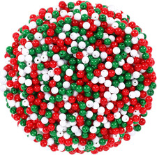 Christmas Beads, 1200Pcs Red Green White round Plastic Christmas Pony Beads Bulk