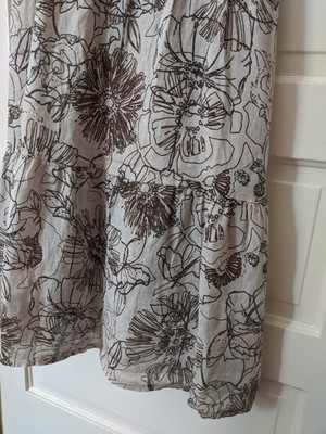 ITALIAN LINEN Dress Women sz L Brown & Taupe Toile Maxi/Cover Up NWT | eBay