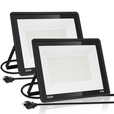 300W LED Flood Lights 2 Pack Outdoor IP66 Waterproof Security 120V High