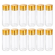 12Pcs 12ml Mini Glass Bottles with Gold Aluminum Caps for DIY Crafts
