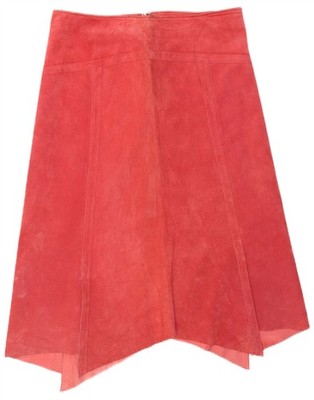 Danier Womens Suede Asymmetrical Skirt UK 14 Large W32  Red Polyester AD11