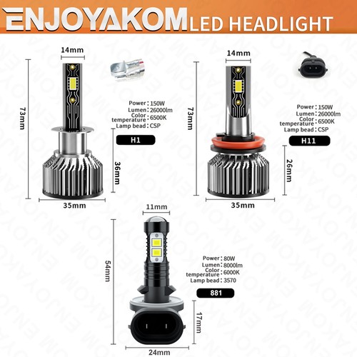 For Kia Sorento 2011-2013 LED Headlight Bulb High Low Beam + Fog Light 6500K - Bild 6 von 11