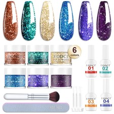 Dip Pulver Nagel Starter Kit, 6 Farben Glitzer Dipping Powder Nails Set Nail ...