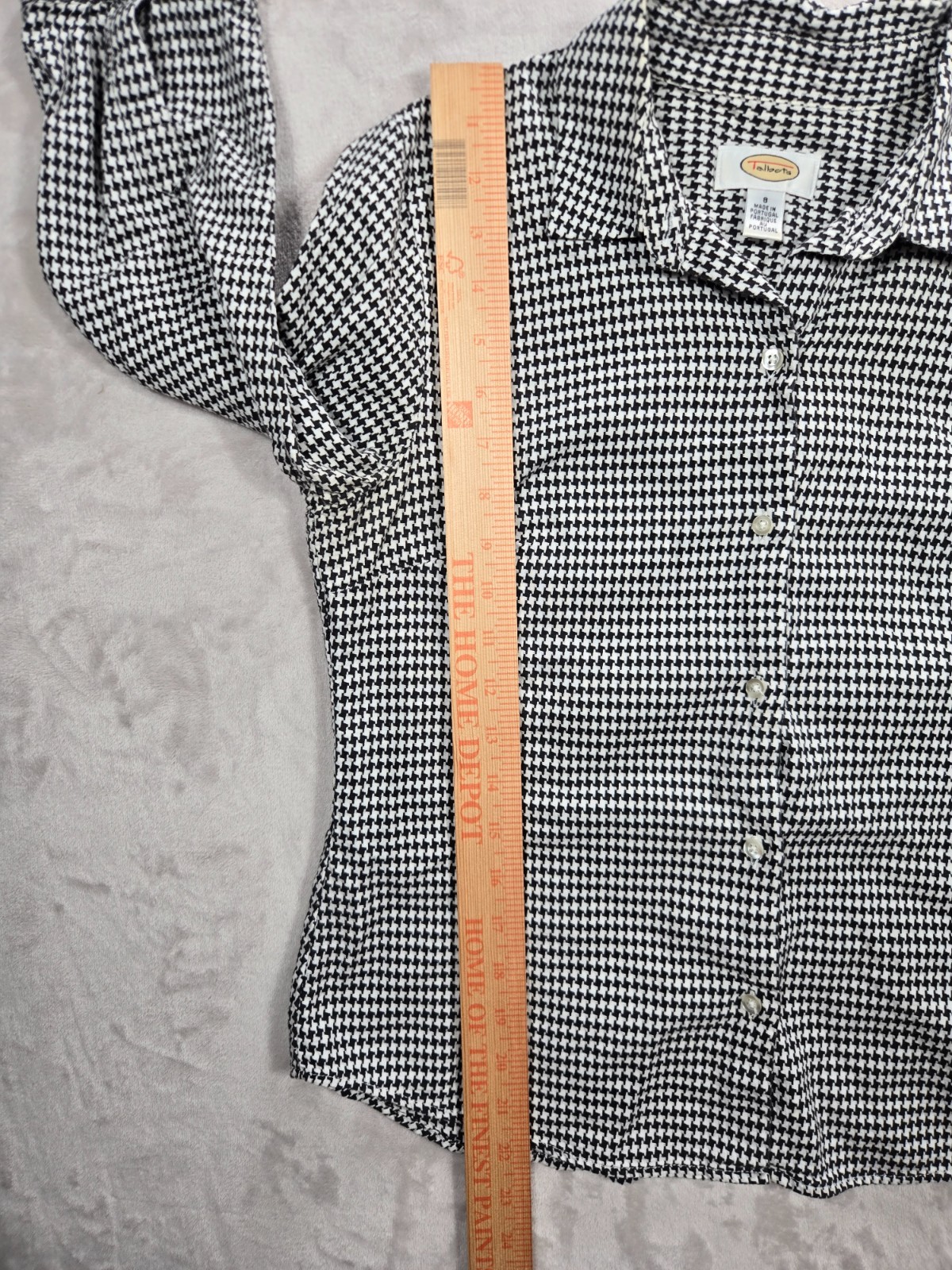 Talbots Houndstooth Button Front Blouse Size 8 Ac… - image 7