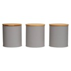 3pcs Alton Grey Metal Food Storage Jars Cannisters With Bamboo Lids Home Kitchen