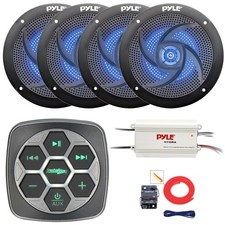 Metra Marine for Bluetooth Controller, 4x 4" 100W Blue LED Speakers, Amp, Kit