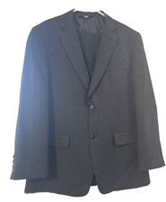 Haggar 2PC Pinstripe Black/White Suit Men's 44L Blazer - 34/32 Slacks