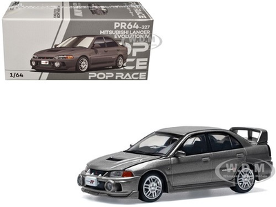#ad MITSUBISHI LANCER EVO IV RHD DARK GRAY 1 64 DIECAST MODEL BY POP RACE PR640327 $21.99