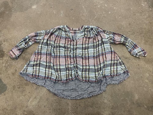 Free People Tunic Blouse Womens Medium Multicolor Plaid Button Front Boho - 第 1/20 張圖片