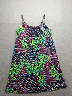 CB Established 1962 Women Tunic Dress 10P Multicolor Geometric Scoop Neck Casual