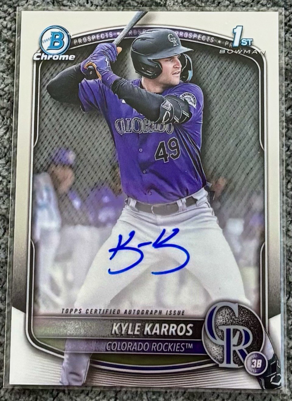 2025 Bowman Chrome Kyle Karros #CPA-KK Autograph 1st Prospect Rockies