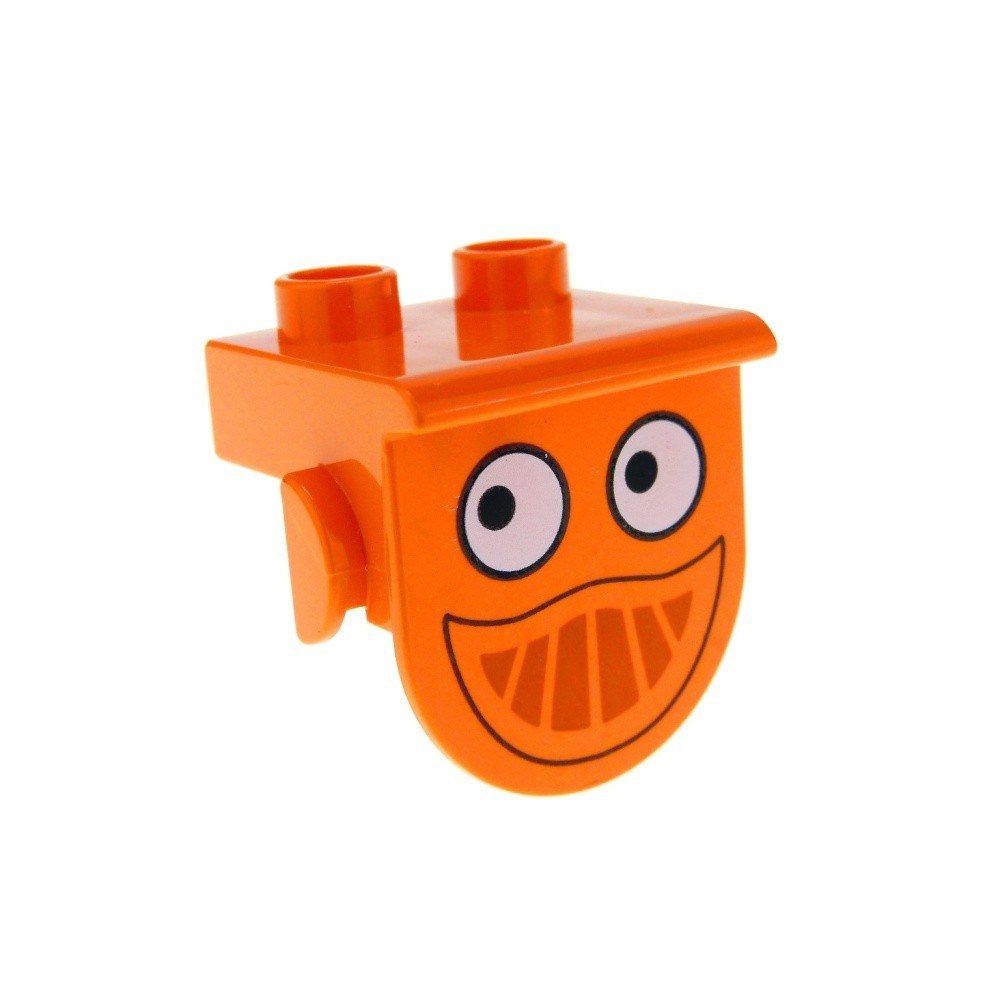 1x LEGO Duplo Motif Stone 1x2 Orange Face Mixi Construction Vehicle Mixer