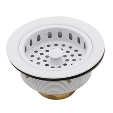 D214-50 3-1/2" Post Style Large Kitchen Sink Basket Strainer, Coat White