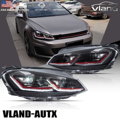 VLAND Full LED Projector Headlights For 2013-18 VW Volkswagen Golf 7 Plug & Play
