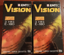 Two BASF/EMTEC VHS E180 blank videocassettes, New Old Stock