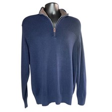 NWT Field & Stream Est. 1871 Men's ¼ Zip Navy Sweater Large Fleece-Lined Collar