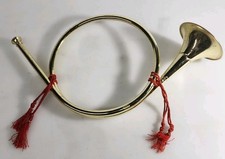 Vintage Solid Brass French Horn Bugle Christmas Decoration 16"