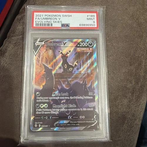 2021 POKEMON SWORD & SHIELD EVOLVING SKIES #189 FULL ART/UMBREON V PSA 9