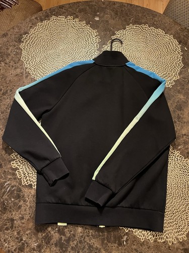 PUMA Mens L T7 Track 18 Full Zip Track Jacket w/ Pockets Black Blue Green