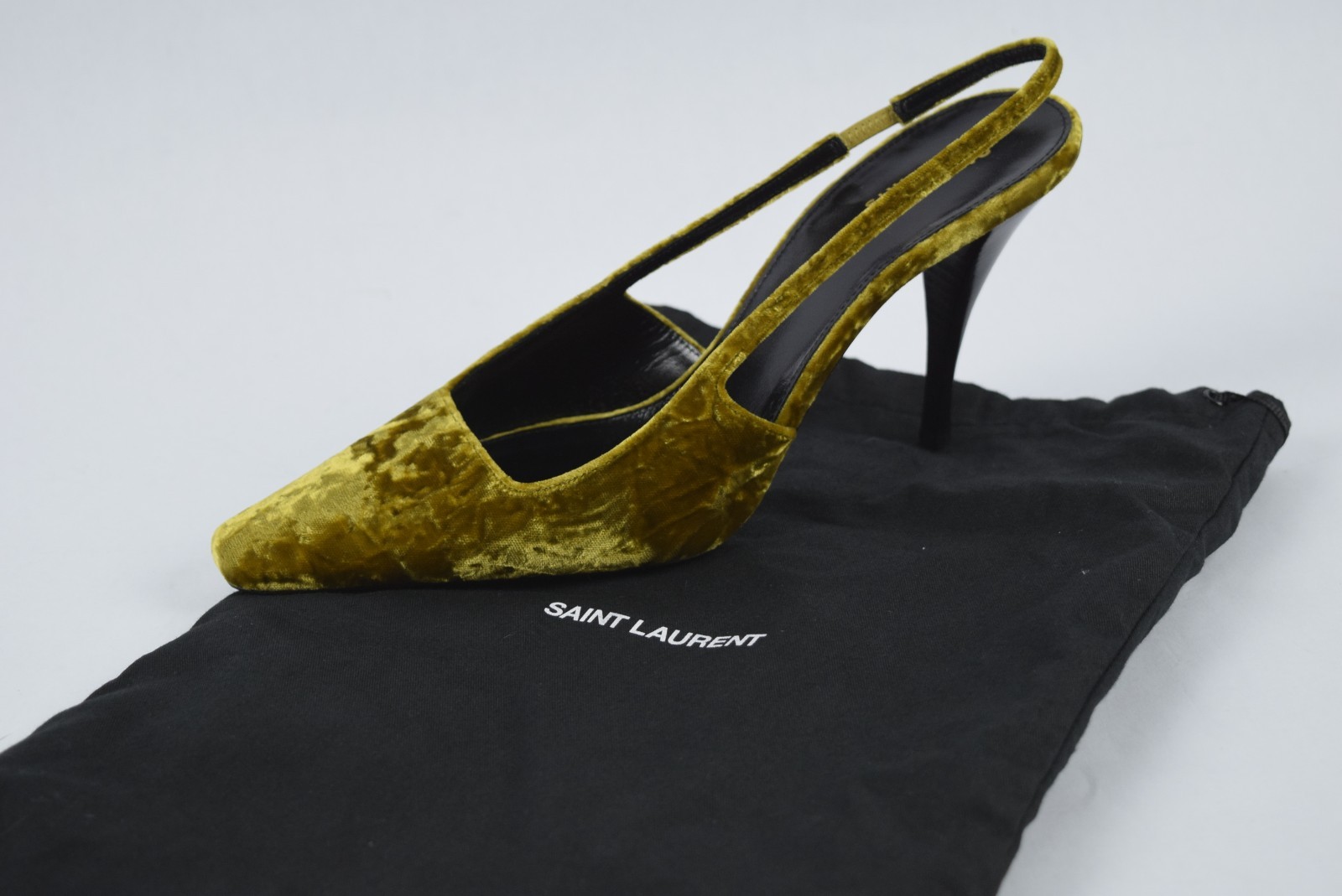 Sandali con tacco nuovi con scatola YSL Saint Laurent Slingback Tom 90 Dream in velluto taglia EUR 40