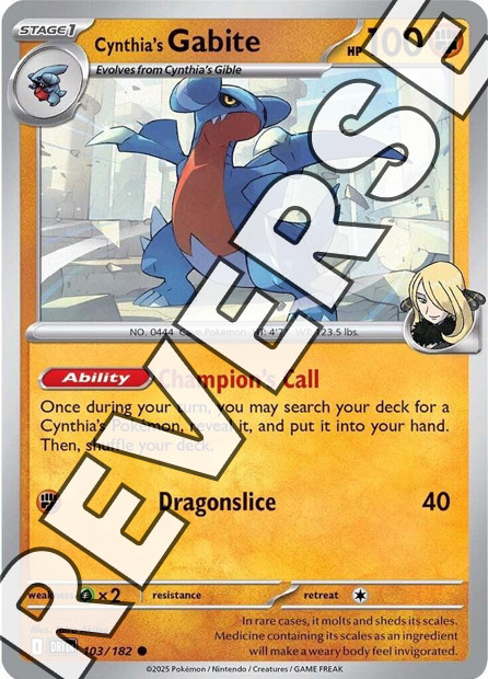 Cynthia's Gabite 103/182 Sv10: Destined Rivals Reverse Holo - Pokemon TCG - NM