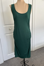 Women’s Side Ruched Jersey Knit Tank Body Con Dress Green Size M
