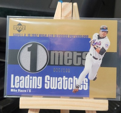 2003 Upper Deck Mike Piazza Leading Swatches Gold /100 New York Mets #LS-MP1