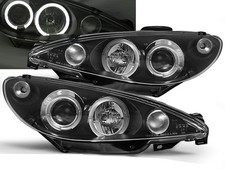 Headlights for Peugeot 206 1998 1999 2000 2001 2002 VR-1484 Angel Eyes Black