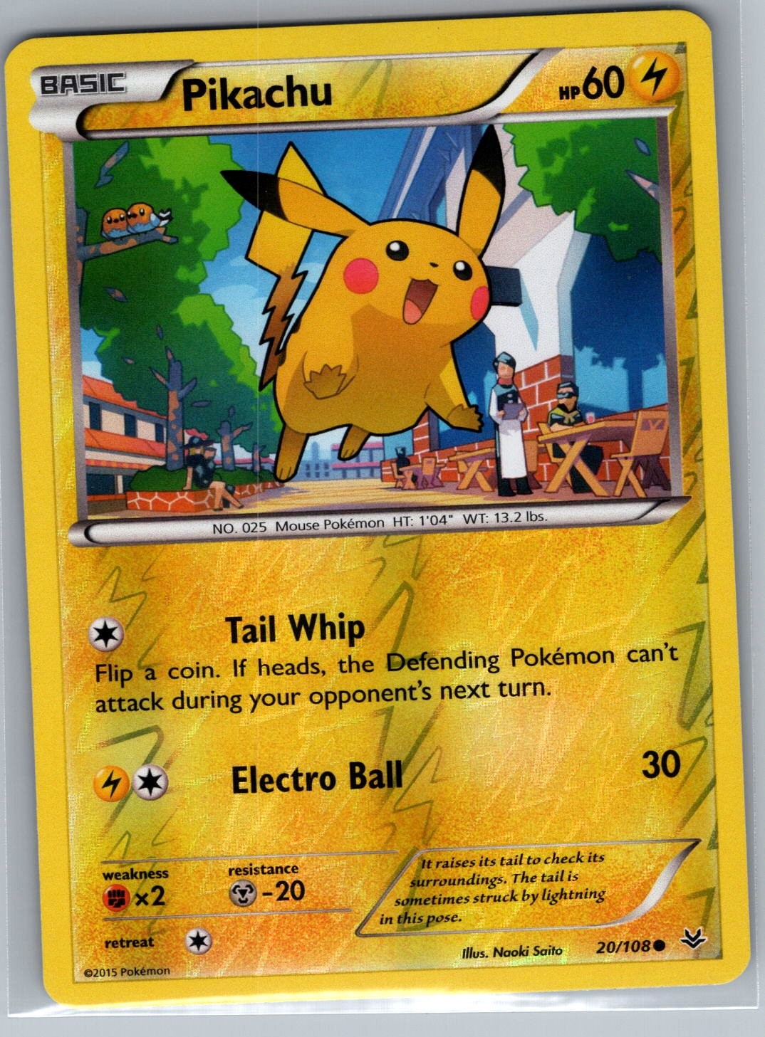 Pikachu 20/108 Reverse Holo XY - Roaring Skies - Pokemon Card - NM