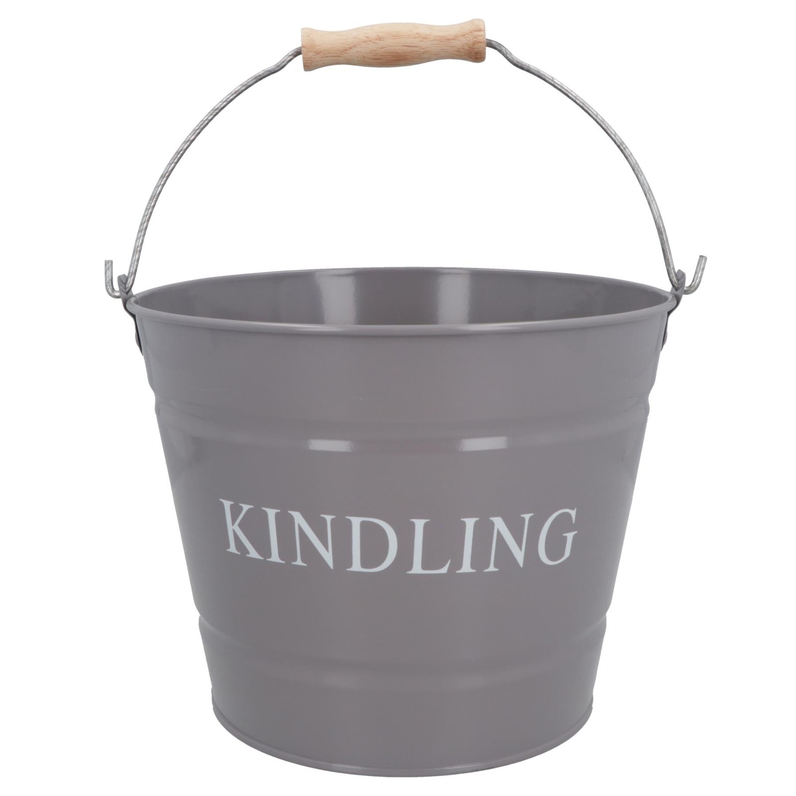 Grey Kindling Wood Storage Premium Bucket + Handle Fireside Fireplace Holder