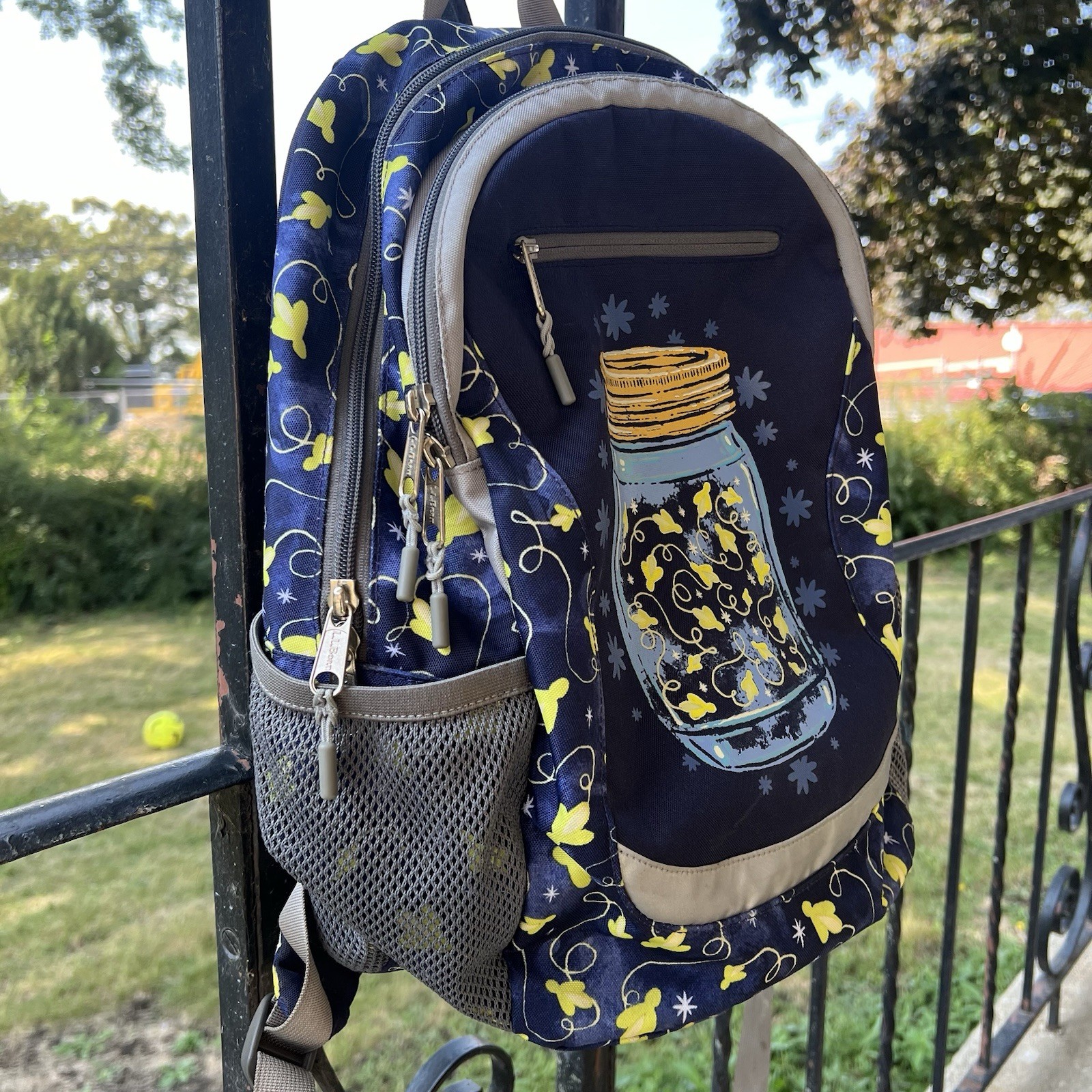 L.L. Bean Adventure Backpack Fireflies Mason Jar Lightening Bug Glow In Dark