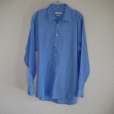 Calvin Klein Regular Fit Dress Shirt 16-34 Blue Button Up Long Sleeve Cotton